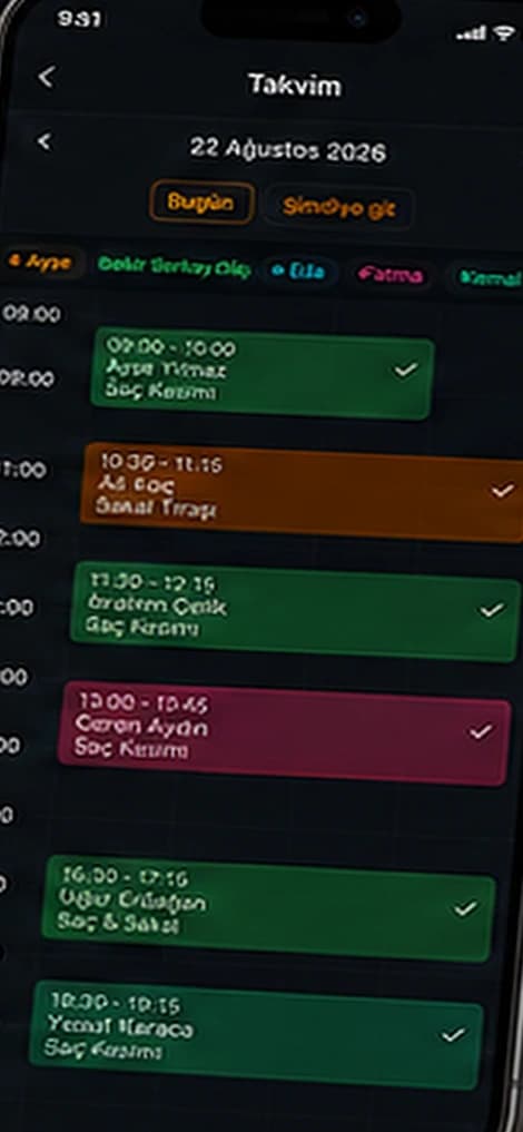 Salon Ekspres Pro mobil takvim ekranı