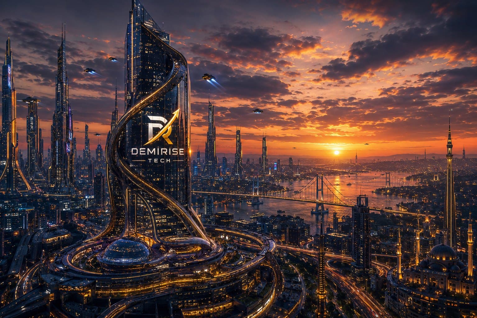 Geleceğin İstanbul silüeti içinde DemiRise Tech kulesi